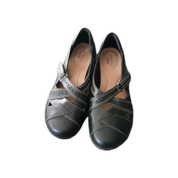 Coquette Dark Academia Mary Jane Flats Comfort Cushion Shoes Sz 8 Flats Clarks - Picture 2 of 6